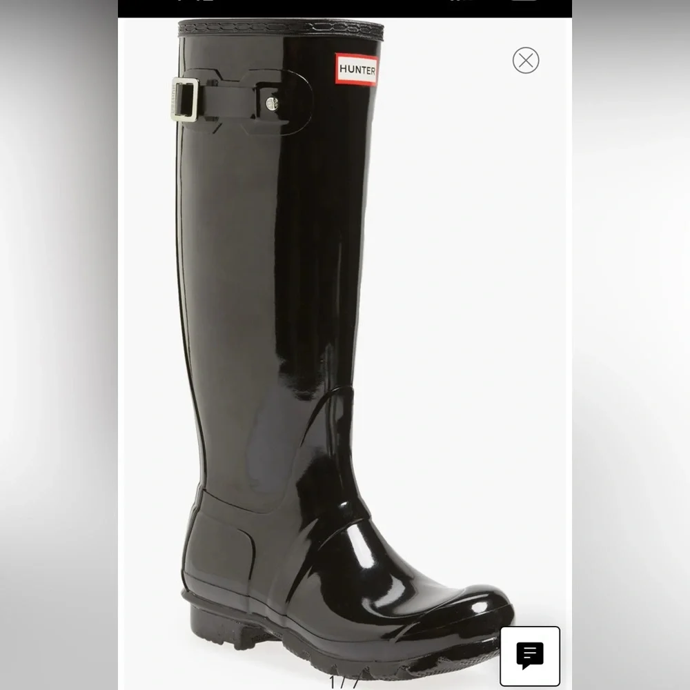 Hunter Boots Tall Glossy Black Size 9 - Picture 13 of 13